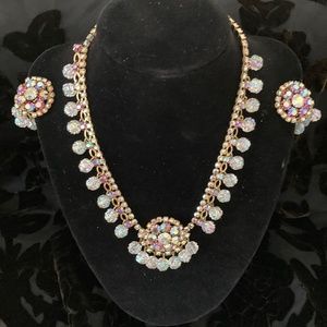 Stunning Aurora Borealis Juliana Unsigned Vintage Designer Earrings and Necklace